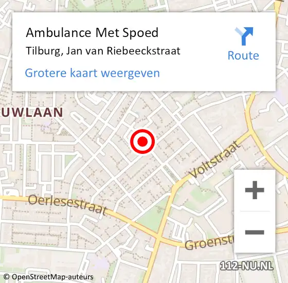 Locatie op kaart van de 112 melding: Ambulance Met Spoed Naar Tilburg, Jan van Riebeeckstraat op 29 juli 2019 23:45