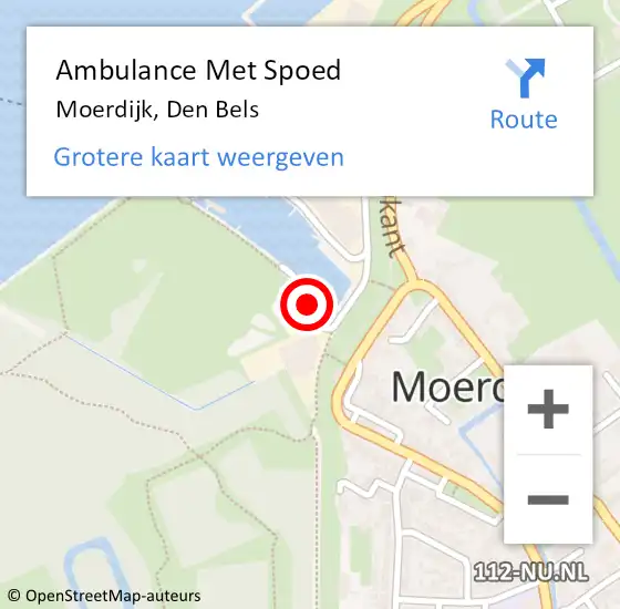 Locatie op kaart van de 112 melding: Ambulance Met Spoed Naar Moerdijk, Den Bels op 30 juli 2019 05:42