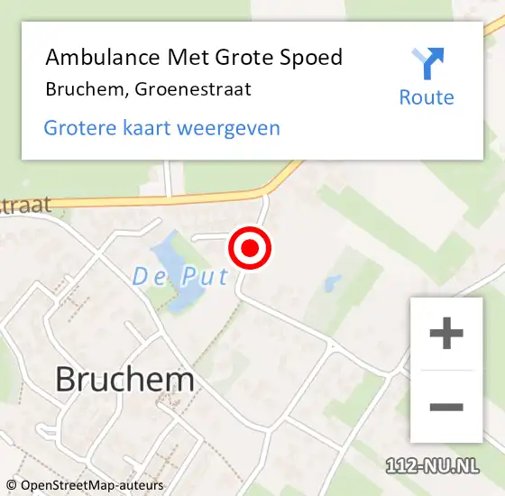 Locatie op kaart van de 112 melding: Ambulance Met Grote Spoed Naar Bruchem, Groenestraat op 30 juli 2019 09:32