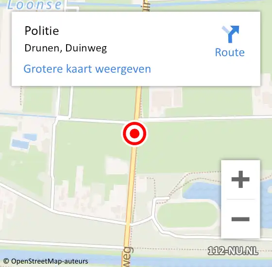 Locatie op kaart van de 112 melding: Politie Drunen, Duinweg op 30 juli 2019 11:59