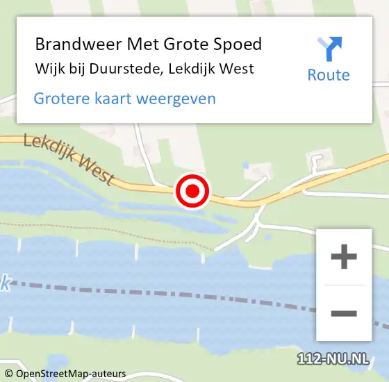 Locatie op kaart van de 112 melding: Brandweer Met Grote Spoed Naar Wijk bij Duurstede, Lekdijk West op 30 juli 2019 17:00