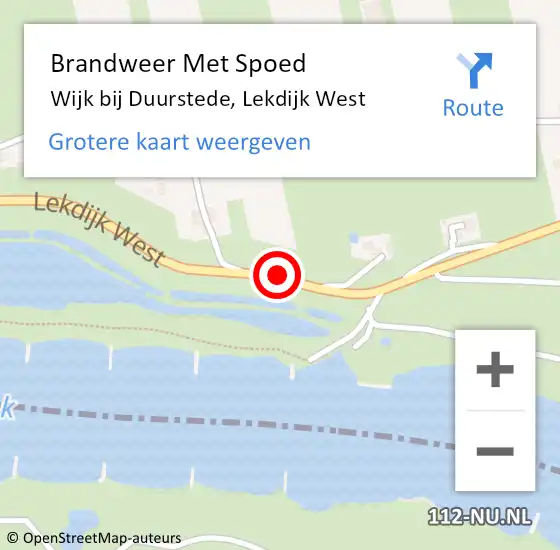 Locatie op kaart van de 112 melding: Brandweer Met Spoed Naar Wijk bij Duurstede, Lekdijk West op 30 juli 2019 17:28