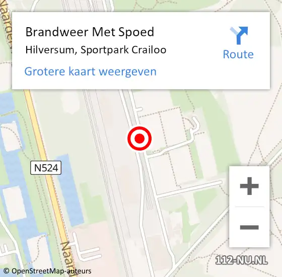 Locatie op kaart van de 112 melding: Brandweer Met Spoed Naar Hilversum, Sportpark Crailoo op 30 juli 2019 21:05