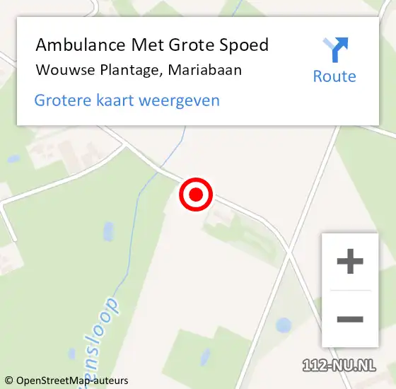 Locatie op kaart van de 112 melding: Ambulance Met Grote Spoed Naar Wouwse Plantage, Mariabaan op 30 juli 2019 23:45