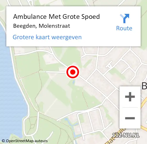 Locatie op kaart van de 112 melding: Ambulance Met Grote Spoed Naar Beegden, Molenstraat op 31 juli 2019 00:32