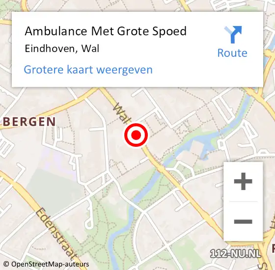 Locatie op kaart van de 112 melding: Ambulance Met Grote Spoed Naar Eindhoven, Wal op 31 juli 2019 07:01