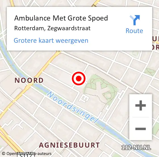 Locatie op kaart van de 112 melding: Ambulance Met Grote Spoed Naar Rotterdam, Zegwaardstraat op 31 juli 2019 10:37
