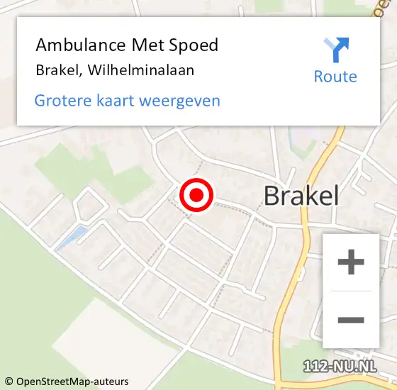 Locatie op kaart van de 112 melding: Ambulance Met Spoed Naar Brakel, Wilhelminalaan op 31 juli 2019 11:12