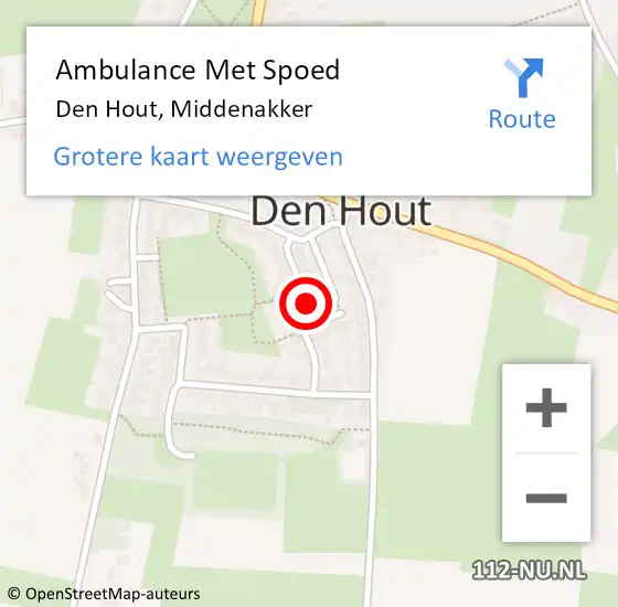 Locatie op kaart van de 112 melding: Ambulance Met Spoed Naar Den Hout, Middenakker op 31 juli 2019 16:04