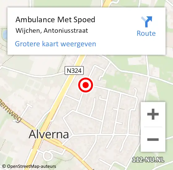 Locatie op kaart van de 112 melding: Ambulance Met Spoed Naar Wijchen, Antoniusstraat op 31 juli 2019 16:26