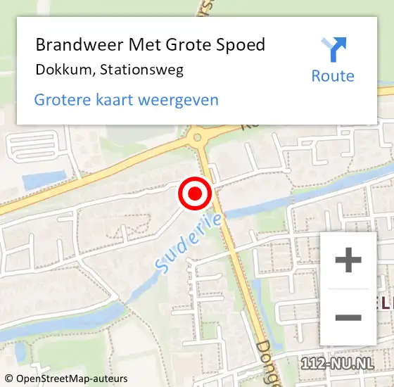 Locatie op kaart van de 112 melding: Brandweer Met Grote Spoed Naar Dokkum, Stationsweg op 31 juli 2019 16:31