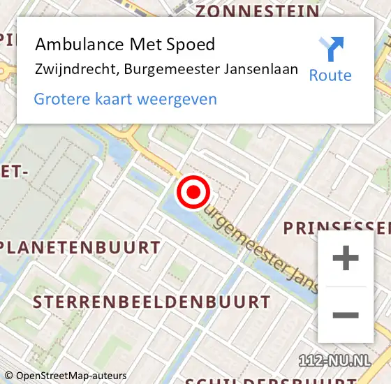 Locatie op kaart van de 112 melding: Ambulance Met Spoed Naar Zwijndrecht, Burgemeester Jansenlaan op 31 juli 2019 20:02