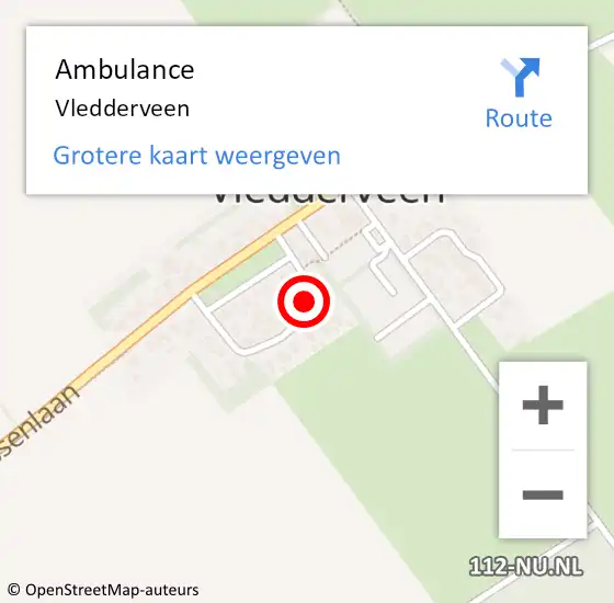Locatie op kaart van de 112 melding: Ambulance Vledderveen op 1 augustus 2019 08:13