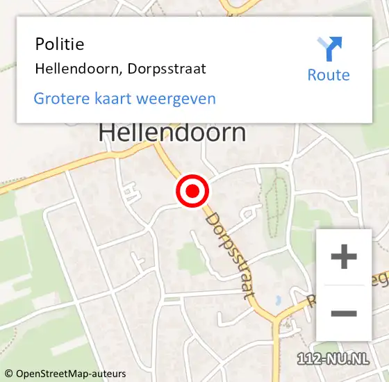 Locatie op kaart van de 112 melding: Politie Hellendoorn, Dorpsstraat op 1 augustus 2019 09:39