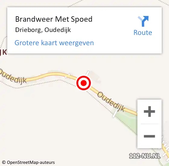 Locatie op kaart van de 112 melding: Brandweer Met Spoed Naar Drieborg, Oudedijk op 1 augustus 2019 14:32