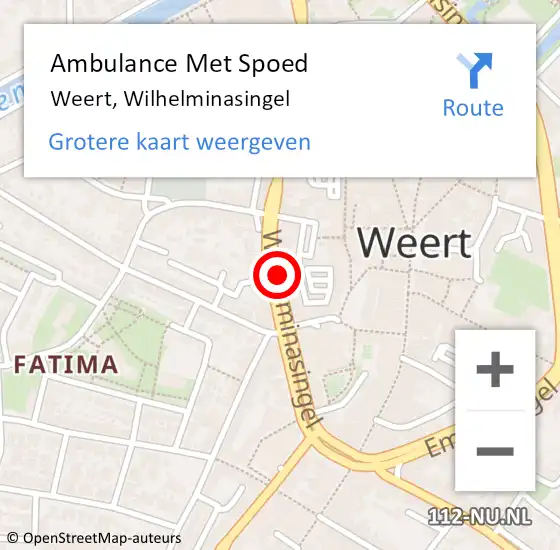 Locatie op kaart van de 112 melding: Ambulance Met Spoed Naar Weert, Wilhelminasingel op 1 augustus 2019 16:14