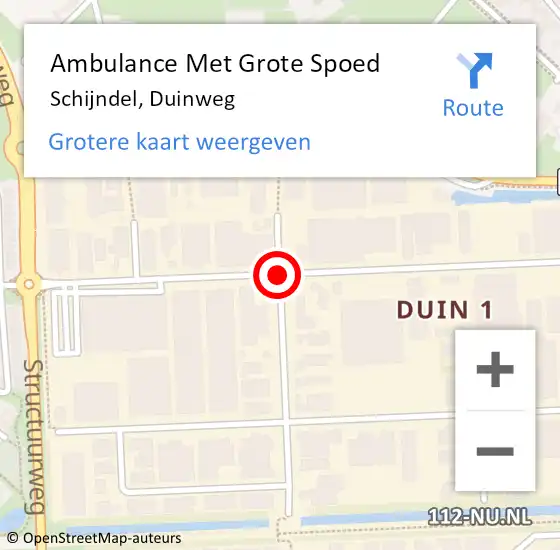 Locatie op kaart van de 112 melding: Ambulance Met Grote Spoed Naar Schijndel, Duinweg op 1 augustus 2019 22:47