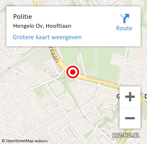 Locatie op kaart van de 112 melding: Politie Hengelo Ov, Hooftlaan op 2 augustus 2019 10:24