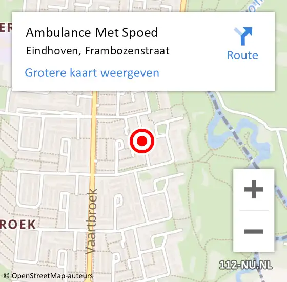 Locatie op kaart van de 112 melding: Ambulance Met Spoed Naar Eindhoven, Frambozenstraat op 2 augustus 2019 14:30