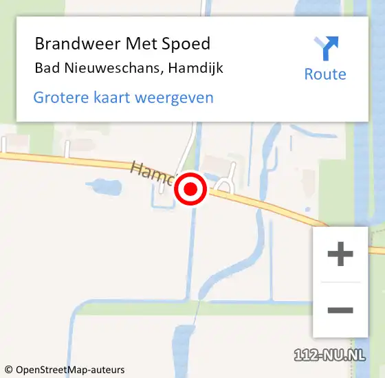Locatie op kaart van de 112 melding: Brandweer Met Spoed Naar Bad Nieuweschans, Hamdijk op 2 augustus 2019 14:53