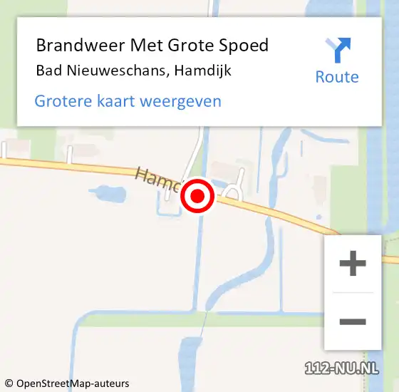 Locatie op kaart van de 112 melding: Brandweer Met Grote Spoed Naar Bad Nieuweschans, Hamdijk op 2 augustus 2019 14:53