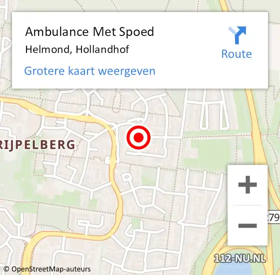Locatie op kaart van de 112 melding: Ambulance Met Spoed Naar Helmond, Hollandhof op 2 augustus 2019 18:55