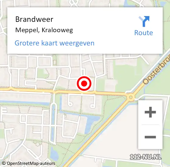 Locatie op kaart van de 112 melding: Brandweer Meppel, Kralooweg op 2 augustus 2019 19:38