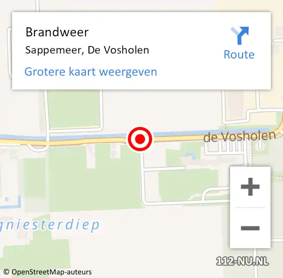Locatie op kaart van de 112 melding: Brandweer Sappemeer, De Vosholen op 2 augustus 2019 23:24