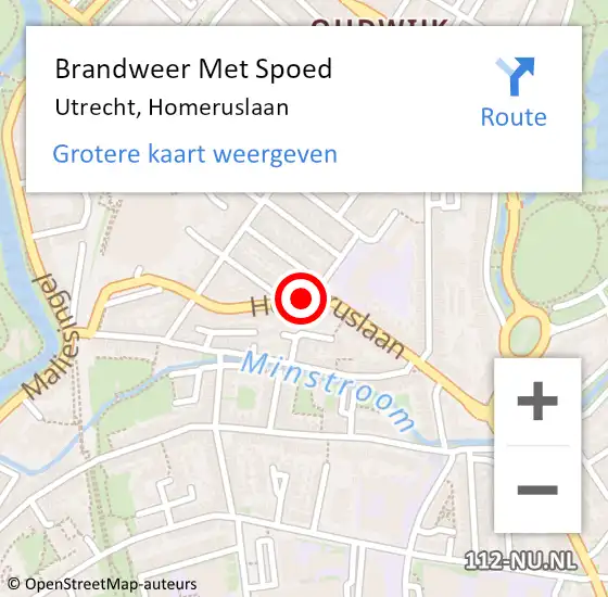 Locatie op kaart van de 112 melding: Brandweer Met Spoed Naar Utrecht, Homeruslaan op 3 augustus 2019 12:36