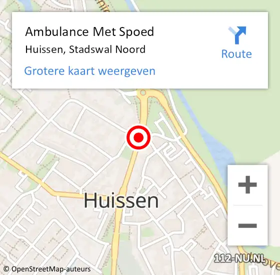 Locatie op kaart van de 112 melding: Ambulance Met Spoed Naar Huissen, Stadswal Noord op 3 augustus 2019 20:52