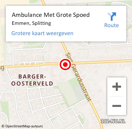 Locatie op kaart van de 112 melding: Ambulance Met Grote Spoed Naar Emmen, Splitting op 3 augustus 2019 22:46