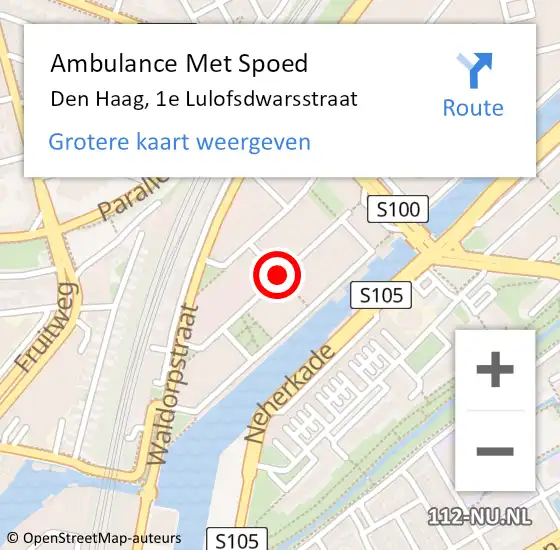 Locatie op kaart van de 112 melding: Ambulance Met Spoed Naar Den Haag, 1e Lulofsdwarsstraat op 4 augustus 2019 00:49