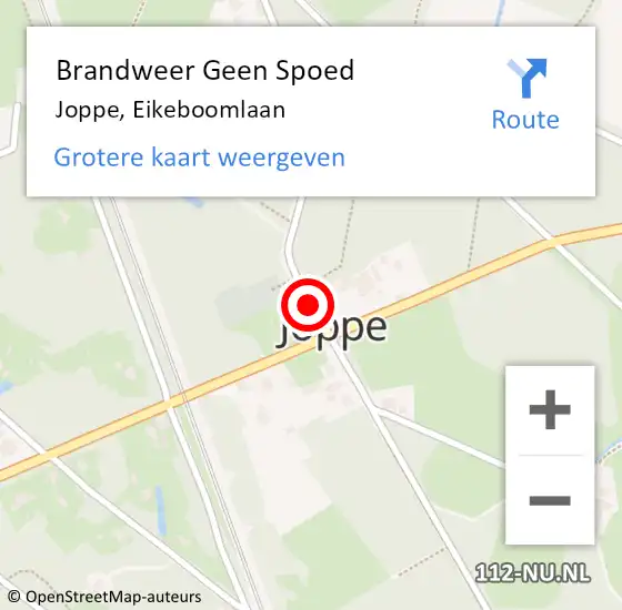 Locatie op kaart van de 112 melding: Brandweer Geen Spoed Naar Joppe, Eikeboomlaan op 4 augustus 2019 08:25