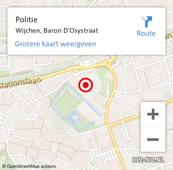 Locatie op kaart van de 112 melding: Politie Wijchen, Baron D'Osystraat op 4 augustus 2019 09:23