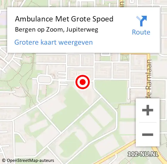Locatie op kaart van de 112 melding: Ambulance Met Grote Spoed Naar Bergen op Zoom, Jupiterweg op 4 augustus 2019 10:20