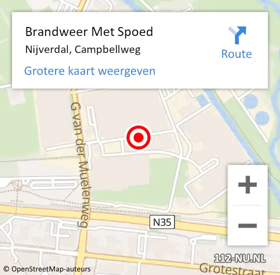 Locatie op kaart van de 112 melding: Brandweer Met Spoed Naar Nijverdal, Campbellweg op 4 augustus 2019 16:59