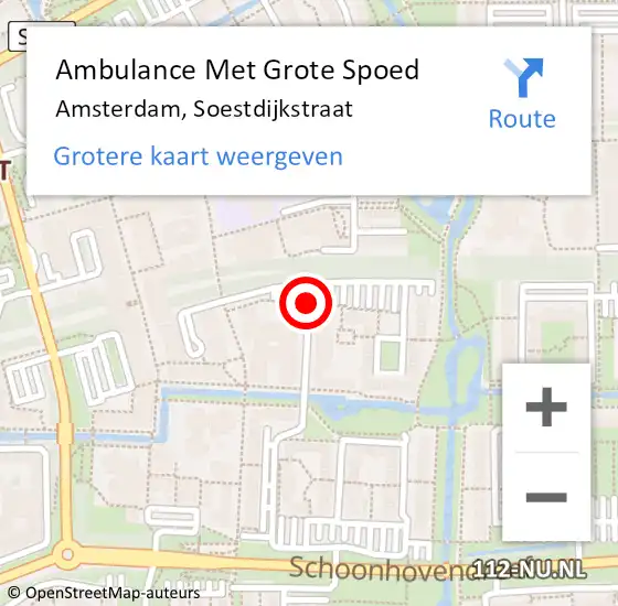 Locatie op kaart van de 112 melding: Ambulance Met Grote Spoed Naar Amsterdam, Soestdijkstraat op 4 augustus 2019 17:06