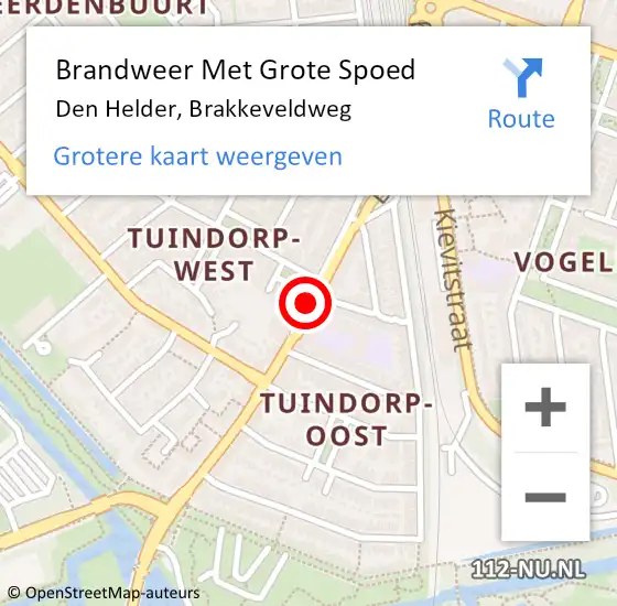 Locatie op kaart van de 112 melding: Brandweer Met Grote Spoed Naar Den Helder, Brakkeveldweg op 4 augustus 2019 17:39