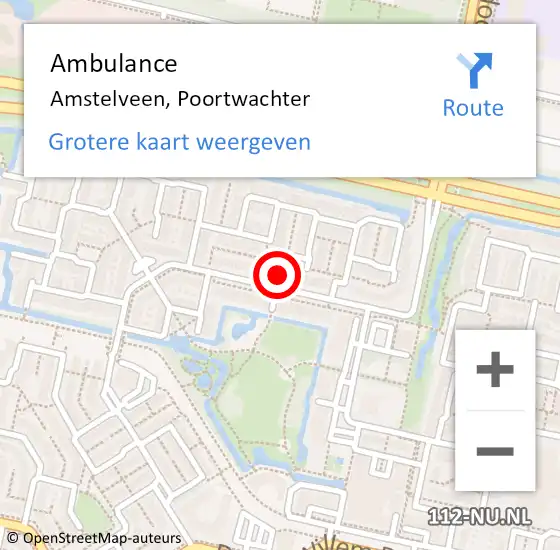 Locatie op kaart van de 112 melding: Ambulance Amstelveen, Poortwachter op 4 augustus 2019 22:39