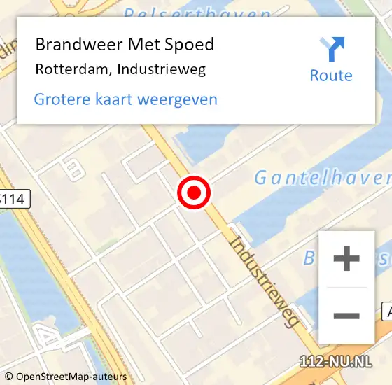 Locatie op kaart van de 112 melding: Brandweer Met Spoed Naar Rotterdam, Industrieweg op 5 augustus 2019 05:07