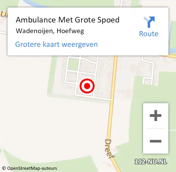 Locatie op kaart van de 112 melding: Ambulance Met Grote Spoed Naar Wadenoijen, Hoefweg op 5 augustus 2019 05:44