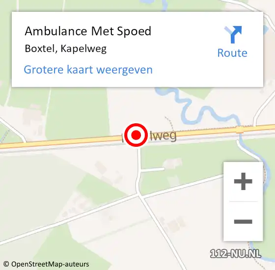 Locatie op kaart van de 112 melding: Ambulance Met Spoed Naar Boxtel, Kapelweg op 5 augustus 2019 07:58