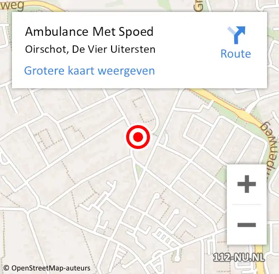 Locatie op kaart van de 112 melding: Ambulance Met Spoed Naar Oirschot, De Vier Uitersten op 5 augustus 2019 08:48