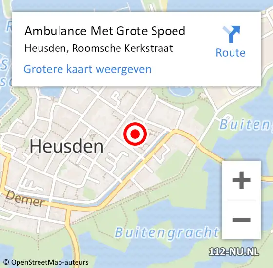 Locatie op kaart van de 112 melding: Ambulance Met Grote Spoed Naar Heusden, Roomsche Kerkstraat op 5 augustus 2019 09:10