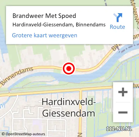 Locatie op kaart van de 112 melding: Brandweer Met Spoed Naar Hardinxveld-Giessendam, Binnendams op 5 augustus 2019 11:58