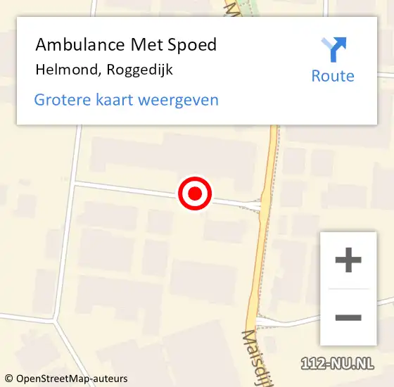Locatie op kaart van de 112 melding: Ambulance Met Spoed Naar Helmond, Roggedijk op 5 augustus 2019 12:27