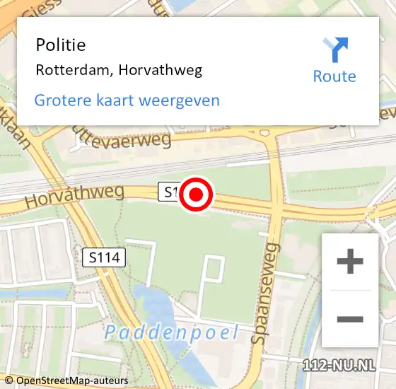 Locatie op kaart van de 112 melding: Politie Rotterdam, Horvathweg op 5 augustus 2019 15:29