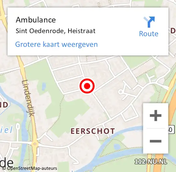 Locatie op kaart van de 112 melding: Ambulance Sint Oedenrode, Heistraat op 5 augustus 2019 15:29