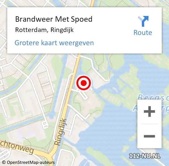 Locatie op kaart van de 112 melding: Brandweer Met Spoed Naar Rotterdam, Ringdijk op 5 augustus 2019 17:47