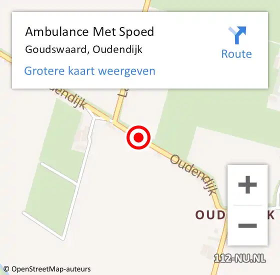 Locatie op kaart van de 112 melding: Ambulance Met Spoed Naar Goudswaard, Oudendijk op 5 augustus 2019 21:11